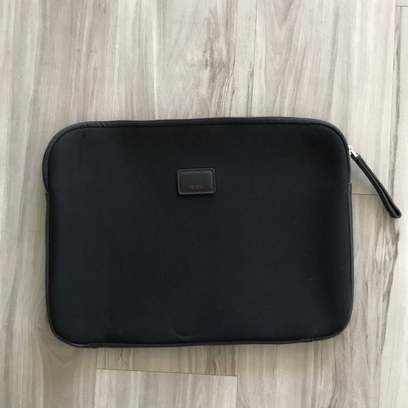 Tumi Cover Black Neoprene and Leather Laptop Bag